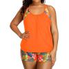 imageHolipick Plus Size Tankini Swimsuit for Women Two Piece Tummy Control Bathing Suit Blouson Racerback Tankini Top with ShortsOrange Flowers