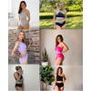 imageHolipick Women One Shoulder High Waisted Bikini Set Two Piece Tummy Control Swimsuits Full Coverage Bathing SuitColorful Leaves