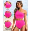 imageHolipick Women One Shoulder High Waisted Bikini Set Two Piece Tummy Control Swimsuits Full Coverage Bathing SuitHot Pink