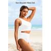 imageHolipick Women One Shoulder High Waisted Bikini Set Two Piece Tummy Control Swimsuits Full Coverage Bathing SuitWhite