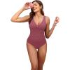 imageHolipick Women Tummy Control One Piece Swimsuit  Push Up Bathing Suit Full Coverage Slimming SwimwearBlush Red