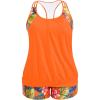 imageHolipick Plus Size Tankini Swimsuit for Women Two Piece Tummy Control Bathing Suit Blouson Racerback Tankini Top with ShortsOrange Flowers