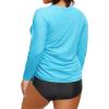 imageHolipick Women Two Piece Plus Size Zipper Long Sleeve Rash Guard UPF 50 Swim Shirt with Bottom Bulid in Bra SwimsuitAqua Blue White