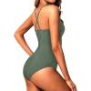 imageHolipick Women One Piece Swimsuit Tummy Control Bathing Suits High Neck Halter SwimwearArmy Green