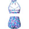 imageHolipick Women High Waisted Bikini Set Two Piece Swimsuit Tummy Control Bathing Suit Vintage Halter SwimwearBlue and Florals