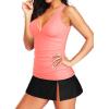 imageWomens Two Piece Tankini Swimsuits  Tummy Control Tankini Top with Skirt Bottom Halter V Neck Bathing SuitsPink