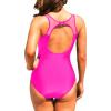 imageHolipick Women High Neck One Piece Mesh Swimsuits Full Coverage Bathing Suits Slimming SwimwearHot Pink