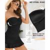 imageHolipick Womens Tummy Control One Piece Swim Dress Strapless Swimsuit Bandeau Skirted Bathing SuitsBlack