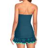 imageHolipick Womens Tummy Control One Piece Swim Dress Strapless Swimsuit Bandeau Skirted Bathing SuitsTeal and Green
