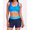 imageHolipick Long Sleeve Swimsuits for Women  3 Piece Rash Guard with Shorts Zipper SPF Swim Shirt with Built in BraBlue Gradient