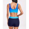 imageHolipick Long Sleeve Swimsuits for Women  3 Piece Rash Guard with Shorts Zipper SPF Swim Shirt with Built in BraBlue Gradient