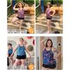 imageHolipick Women Plus Size Two Piece Tankini Swimsuit Tummy Control Bathing Suits Blouson Tankini Top with Boy ShortsBlack
