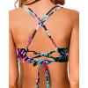 imageHolipick Womens Twist Front Bikini Tops  Push Up Bathing Suit Top Padded Swimsuit TopColorful Leaves