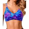 imageHolipick Womens Twist Front Bikini Tops  Push Up Bathing Suit Top Padded Swimsuit TopPurple Leaves