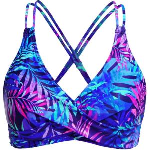 imageHolipick Womens Twist Front Bikini Tops  Push Up Bathing Suit Top Padded Swimsuit TopPurple Leaves