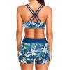imageHolipick 3 Piece Tankini Swimsuits for Women Tummy Control Bathing Suits Swim Tank Top with Bra Boy Shorts Teen SwimwearBlue Leaves4