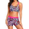 imageHolipick 3 Piece Tankini Swimsuits for Women Tummy Control Bathing Suits Swim Tank Top with Bra Boy Shorts Teen SwimwearColorful Leopard