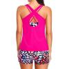 imageHolipick 3 Piece Tankini Swimsuits for Women Tummy Control Bathing Suits Swim Tank Top with Bra Boy Shorts Teen SwimwearColorful Leopard