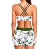 imageHolipick 3 Piece Tankini Swimsuits for Women Tummy Control Bathing Suits Swim Tank Top with Bra Boy Shorts Teen SwimwearGreen Palm Tree