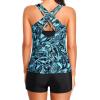 imageHolipick 3 Piece Tankini Swimsuits for Women Tummy Control Bathing Suits Swim Tank Top with Bra Boy Shorts Teen SwimwearPgy85