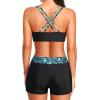 imageHolipick 3 Piece Tankini Swimsuits for Women Tummy Control Bathing Suits Swim Tank Top with Bra Boy Shorts Teen SwimwearPgy85