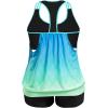 imageHolipick Plus Size Tankini Swimsuit for Women Two Piece Tummy Control Bathing Suit Blouson Racerback Tankini Top with ShortsBlue Gradient