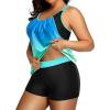 imageHolipick Plus Size Tankini Swimsuit for Women Two Piece Tummy Control Bathing Suit Blouson Racerback Tankini Top with ShortsBlue Gradient