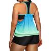 imageHolipick Plus Size Tankini Swimsuit for Women Two Piece Tummy Control Bathing Suit Blouson Racerback Tankini Top with ShortsBlue Gradient