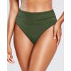 imageHolipick Women High Waisted Bikini Bottoms Tummy Control Swimsuit Bottom High Cut Bathing Suit Swim BottomArmy Green