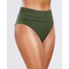 imageHolipick Women High Waisted Bikini Bottoms Tummy Control Swimsuit Bottom High Cut Bathing Suit Swim BottomArmy Green