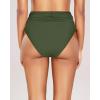 imageHolipick Women High Waisted Bikini Bottoms Tummy Control Swimsuit Bottom High Cut Bathing Suit Swim BottomArmy Green