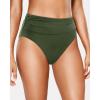 imageHolipick Women High Waisted Bikini Bottoms Tummy Control Swimsuit Bottom High Cut Bathing Suit Swim BottomArmy Green