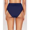 imageHolipick Women High Waisted Bikini Bottoms Tummy Control Swimsuit Bottom High Cut Bathing Suit Swim BottomNavy Blue1