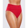 imageHolipick Women High Waisted Bikini Bottoms Tummy Control Swimsuit Bottom High Cut Bathing Suit Swim BottomRed
