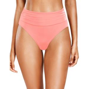 imageHolipick Women High Waisted Bikini Bottoms Tummy Control Swimsuit Bottom High Cut Bathing Suit Swim BottomCoral Pink