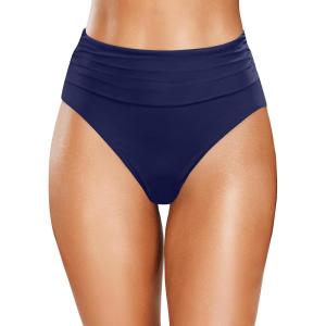 imageHolipick Women High Waisted Bikini Bottoms Tummy Control Swimsuit Bottom High Cut Bathing Suit Swim BottomNavy Blue1