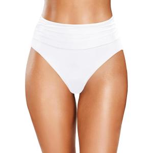imageHolipick Women High Waisted Bikini Bottoms Tummy Control Swimsuit Bottom High Cut Bathing Suit Swim BottomWhite