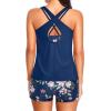 imageHolipick 3 Piece Tankini Swimsuits for Women Tummy Control Bathing Suits Swim Tank Top with Bra Boy Shorts Teen SwimwearBlue Floral3
