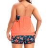 imageHolipick Plus Size Tankini Swimsuits for Women Two Piece Tummy Control Bathing Suit Blouson Tankini Top with ShortsOrange Flowers