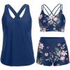 imageHolipick 3 Piece Tankini Swimsuits for Women Tummy Control Bathing Suits Swim Tank Top with Bra Boy Shorts Teen SwimwearBlue Floral3