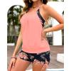 imageHolipick Tankini Swimsuits Two Piece Tummy Control Bathing Suits Blouson Swim Tank Top with Boy ShortsCoral Pink Floral
