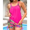 imageHolipick Tankini Swimsuits Two Piece Tummy Control Bathing Suits Blouson Swim Tank Top with Boy ShortsPink Floral Print