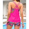 imageHolipick Tankini Swimsuits Two Piece Tummy Control Bathing Suits Blouson Swim Tank Top with Boy ShortsPink Floral Print