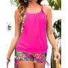 imageHolipick Tankini Swimsuits Two Piece Tummy Control Bathing Suits Blouson Swim Tank Top with Boy ShortsPink Floral Print