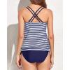 imageHolipick Two Piece Tankini Swimsuits for Women Tummy Control Bathing Suits Athletic Blouson Tankini Top with Bikini BottomBlue Striped