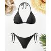 imageHolipick Two Piece Triangle Bikini Sets for Women String Bathing Suit Halter Top with Side Tie Bikini BottomBlack