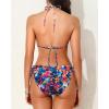 imageHolipick Two Piece Triangle Bikini Sets for Women String Bathing Suit Halter Top with Side Tie Bikini BottomMulti Floral