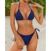 imageHolipick Two Piece Triangle Bikini Sets for Women String Bathing Suit Halter Top with Side Tie Bikini BottomNavy Blue