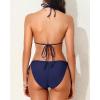 imageHolipick Two Piece Triangle Bikini Sets for Women String Bathing Suit Halter Top with Side Tie Bikini BottomNavy Blue