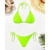 imageHolipick Two Piece Triangle Bikini Sets for Women String Bathing Suit Halter Top with Side Tie Bikini BottomNeon Green
